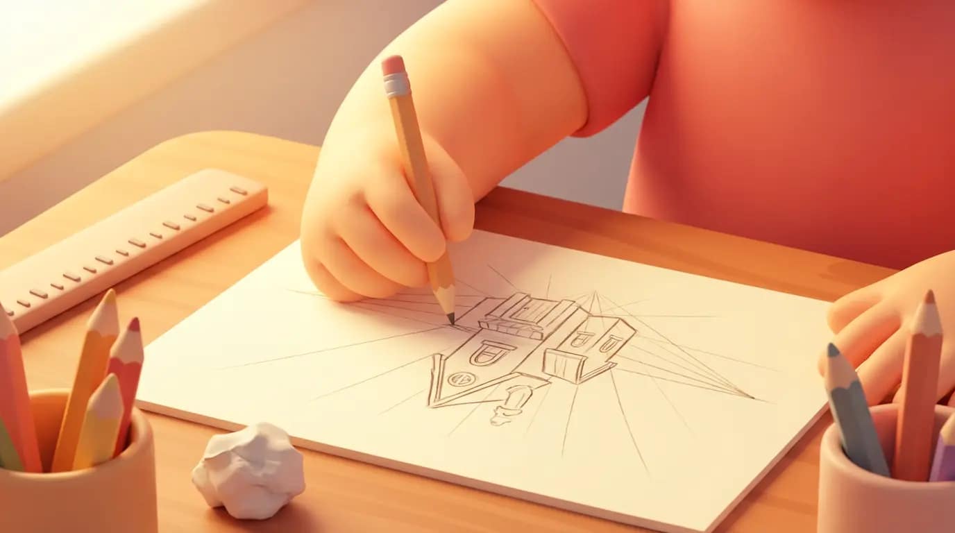 一点透视建筑画
